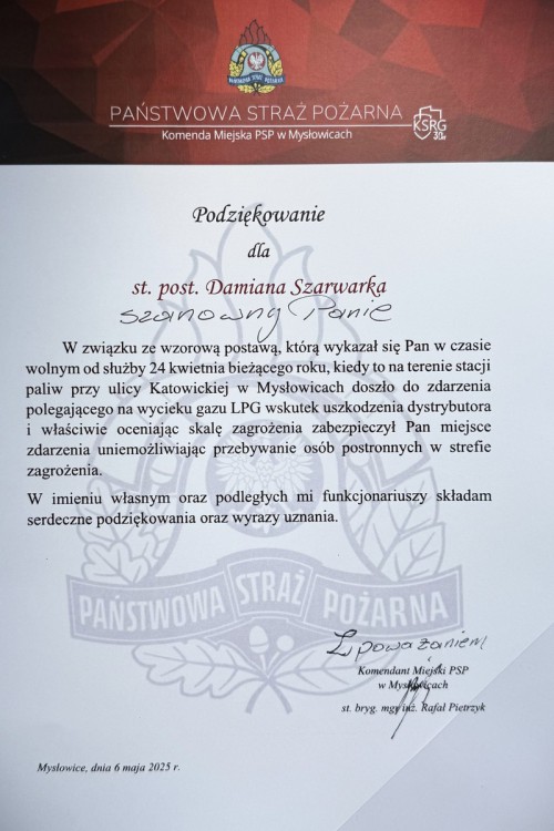 St. post. Damian Szarwark doceniony za zaangażowanie